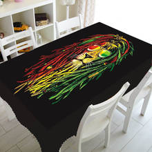 Funky reggae rasta leão decoração de festa jamaica reggae música toalha de mesa à prova dwaterproof água para retângulo toalha de mesa poliéster pano 2024 - compre barato