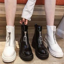 Женские кожаные ботинки, зимние ботинки с вельветовой подкладкой, дышащие ботильоны с молнией спереди, бежевые, черные ботинки европейского стандарта 35-40 2024 - купить недорого