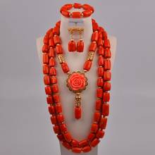 Orange Nigerian Wedding Coral Beads Bridal Set African Jewelry Set Coral Necklace Bridal Jewelry Sets 317-E1 2024 - buy cheap