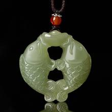 Natural A hetian jade carving black jade fish green jade pendant unique design jadeite jade necklace men jewelry 2024 - buy cheap