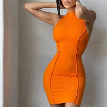 Женское платье-футляр, эластичное оранжевое мини-платье без рукавов, весна-лето 2021 2024 - купить недорого