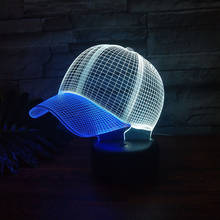 Lámpara de mesa táctil con forma de sombrero de béisbol, 7 colores cambiantes, luces Led 3d nocturnas, luz USB, lámpara acrílica para amigo, regalo de Navidad 2024 - compra barato