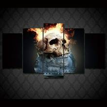 Home Decor Canvas Print 5 Pcs HD Frozen Flaming Skull Punk Cool Painting Wall Art Modern Pictures Living Room Modular No Frame 2024 - buy cheap