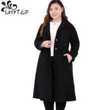 UHYTGF 10XL plus size coat female Mid-length slim autumn winter trench coat women fashion cardigan Oversized woman clothes 930 2024 - buy cheap