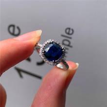 Anel de strass azul/multicor bamos, joia feminina de zircônia vintage, joia de cor prata para promessas, anéis de casamento 2024 - compre barato