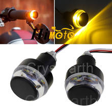 Guidão para motocicleta, lâmpada led de 7/8 ", 22mm, com pinos, luz piscante, universal, para honda ducati, harley, cafe racer
