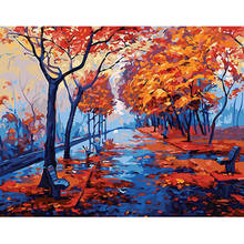 Maple Leaf Street Vie Scenery Painting By Numbers Hand Painted Oil Painting Adult Child Picture Colouring Home Decor Unique Gift 2024 - buy cheap