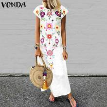 VONDA Elegant Floral Printed Dress Sleeveless Maxi Long Dresses Plus Size Bohemian Casual O Neck Sundress Femme Party Vestidos 2024 - buy cheap