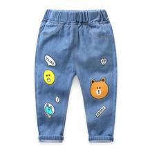 Meninos denim calças primavera outono crianças dos desenhos animados da forma calças para o bebê meninos meninas crianças unissex roupas 2020 novas 2024 - compre barato