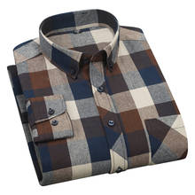 Aoliwen brand Flannel Plaid Shirt Men 2021 Autumn New Male Casual Long Sleeve Shirt Plus size High Quality Warm Men Tops Clothes 2024 - buy cheap