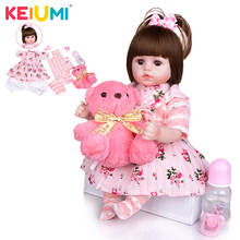 Keiumi novo design 18 Polegada reborn bebê adorável menina boneca com silicone macio vinil bonito boneca de brinquedo do bebê para presentes do dia das crianças 2024 - compre barato