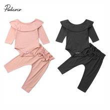 2019 Baby Spring Autumn Clothing Boy Girl Kid Baby Toddler Long Sleeve Off Shoulder T shirt+Pants Set Tracksuit 2pcs Outfit 0-2T 2024 - buy cheap