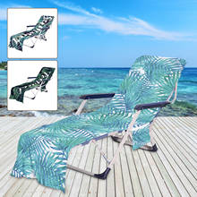 Capa de cadeira de praia absorvente toalha de praia macio portátil espreguiçadeira capa antiaderente areia com bolso de padrão de plantas tropicais 2024 - compre barato