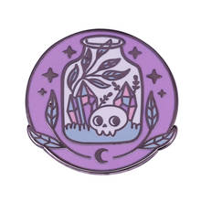 Witchy Crystal Skull Potion Bottle Pastel Pin Moon Stars Badge Halloween Spirit Decor 2024 - buy cheap