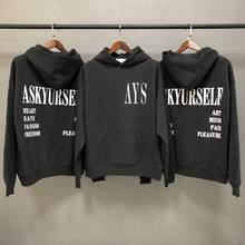 Washed old Vintage Askyurself Hoodie Heavy Fabric Cotton AYS  Pullover Men Women Askyurself Carbon black Sweatshirt 2024 - buy cheap