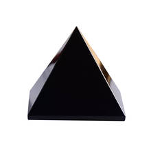 Целительная Пирамида с украшением в виде кристаллов Черный обсидиан натуральный кристалл кварца поделки своими руками блестящая поверхность камни и кристаллы украшения дома 2024 - купить недорого