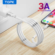 TOPK Magnetic Micro USB Type C Cable Fast Charging Cable Automatically Retractable Mobile Phone Cables for Xiaomi red mi note 9 2024 - buy cheap
