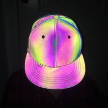 Colorful Reflective Light Baseball Cap Adjustable Hip Hop Hats Snapback Women/Men Rainbow Night Reflective Club Hat Streetwear 2024 - buy cheap