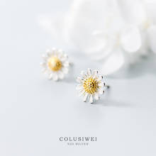 Colusiwei Sterling Silver 925 Gold Color Blossom Stud Earrings for Women Daisy Flower Ears Pin Simple Pendientes Accessries 2024 - buy cheap