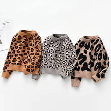 Bebê meninos meninas de malha leopardo suéteres pulôver topos outono inverno crianças roupas unisex casuais 2024 - compre barato