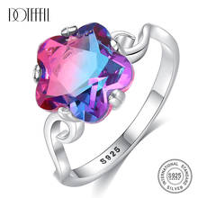 DOTEFFIL New High-quality Pure 925 Solid Silver Flower Wedding Rings for Women Colorful Topaz Stone Luxury Jewelry Anillo Mujer 2024 - buy cheap