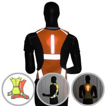 Chaleco de seguridad reflectante con luz LED para ciclismo, chaqueta reflectante de seguridad para correr al aire libre, visibilidad nocturna 2024 - compra barato