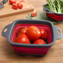 Kitchen storage bag, square drain basket, foldable and telescopic fruit and vegetable basket, filter folding 2024 - buy cheap