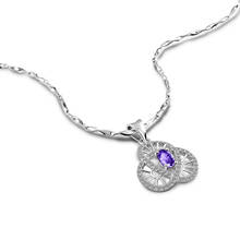 Collar de plata de ley 100% 925 para mujer, colgante de cristal de circonita púrpura, estilo bohemio, joyería de plata de boda, regalo 2024 - compra barato