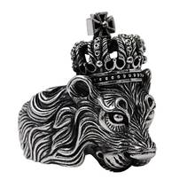 Кольцо мужское из нержавеющей стали, винтажное классическое кольцо в стиле Король Лев, панк, готика, корона, хороший подарок на рождественскую вечеринку, бижутерия 2024 - купить недорого