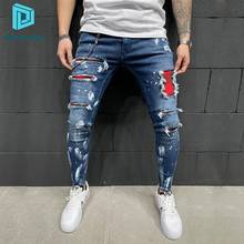 Dueweer calças jeans masculinas, rasgadas, skinny stretch, hip hop, casual, plus size, baggy gótico, calça lápis de carga 2024 - compre barato