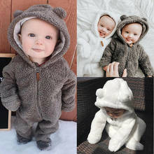 Newborn Baby Girls Boys Fuzzy Thick Rompers Solid white zipper Hooded ropa bebe Jumpsuit Winter Romper baby boy girl Clothes 2024 - buy cheap