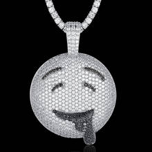 МУЖСКАЯ ТЕННИСНАЯ цепь с кулоном в стиле хип-хоп, ожерелье с 3d-подвеской со смайликом из микро циркония, бижутерия, подходит для подарка на заказ, 100% 2024 - купить недорого
