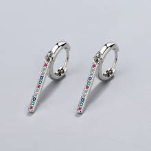 Unique Design Hoop Earrings Silver Color Tassel Long Geometric Ear Pin Colorful Crystal Jewelry For Women Girl Piercing 2024 - buy cheap