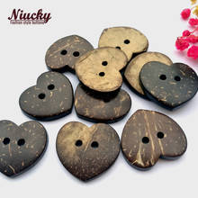 Niucky-Botones de coco de corazón grande natural de alta calidad, accesorios decorativos para manualidades diy, 23mm, 2 agujeros, C0103-002 2024 - compra barato