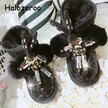 New Winter Kids Fur Snow Boots Baby Girls Sequin Ankle Boots Children Glitter Shoes Toddler Rabbit Brand Boots Black Warm Boots 2024 - buy cheap