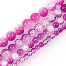 15"Strand Smooth Fuchsia And White Round Cracked Crystal Stone Beads Loose Spacer Beads For Jewelry Making Bracelet Neck 6-12mm 2024 - buy cheap