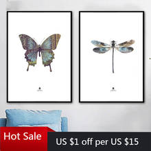 Canvas Painting Printed Home Decor Animal Butterfly Dragonfly Forest Simple Wall Art Pictures For Posters Aesthetic Room Decor 2024 - buy cheap