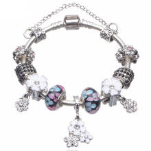 Pulseira com pingente de flor de cristal baopon, bracelete original com contas, joia feminina 2024 - compre barato