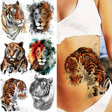 3D Tiger Flower Temporary Tattoos For Women Men Realistic Lion Tiger Fake Tattoo Waterproof Sticker Sexy Arm Leg Tatoos Waist 2024 - buy cheap