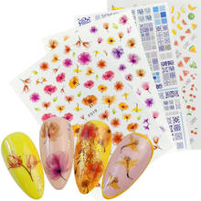 1 hoja 3D pegatinas de uñas pegatinas adhesivas flores hoja geometría fruta postre diseños Sliders manicura tatuaje decoraciones 2024 - compra barato