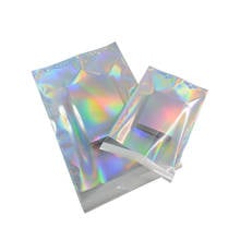 Bolsas adhesivas de papel de aluminio con holograma, sobres de almacenamiento para mensajería, para correo Postal, 100 unids/lote 2024 - compra barato