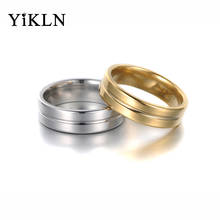 YiKLN New Line Shape Stainless Steel Ring For Women Men Simple Couple Titanium Steel Wedding Ring Jewelry Drop Shipping YR18117 2024 - buy cheap