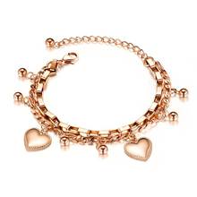 charm heart bracelets for women Multilayer rose gold color chain stainless steel jewelry valentines day gift pulseira feminina 2024 - buy cheap