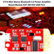 Плата усилителя мощности CT14 Micro Bluetooth 4,2, 5 Вт + 5 Вт, с USB-портом для зарядки 2024 - купить недорого