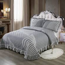 100% Cotton 3D Quilted Ruffles Bed Spread Coverlet Sets Tatami Mat Bed Sheet Pillowcases Sofa cover Queen King size 3Pcs 2024 - buy cheap