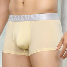 Super Soft and Comfortable Ice Silk Sheer Transparent Men's Boxer Shorts Sexy Underwear Bikini Panties 2024 - buy cheap