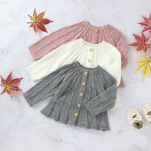 Suéter de algodão sólido para meninas, blusão de tricô para crianças e bebês, outono e inverno 2020 2024 - compre barato
