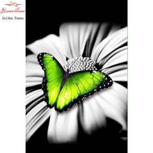 Conjunto de pintura de diamante 5d diy de mariposa verde, mosaico de diamante de animales, punto de cruz bordado 2024 - compra barato