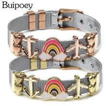 Buipoey charme titanium aço pulseira de malha relógio cinto pulseiras para mulheres nuvens arco-íris frisado pulseira fio pulseira jóias 2024 - compre barato