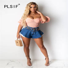 hot sale fashion ruffles denim shorts lady high waist loose shorts good quality chic casual sexy denim shorts 2024 - buy cheap